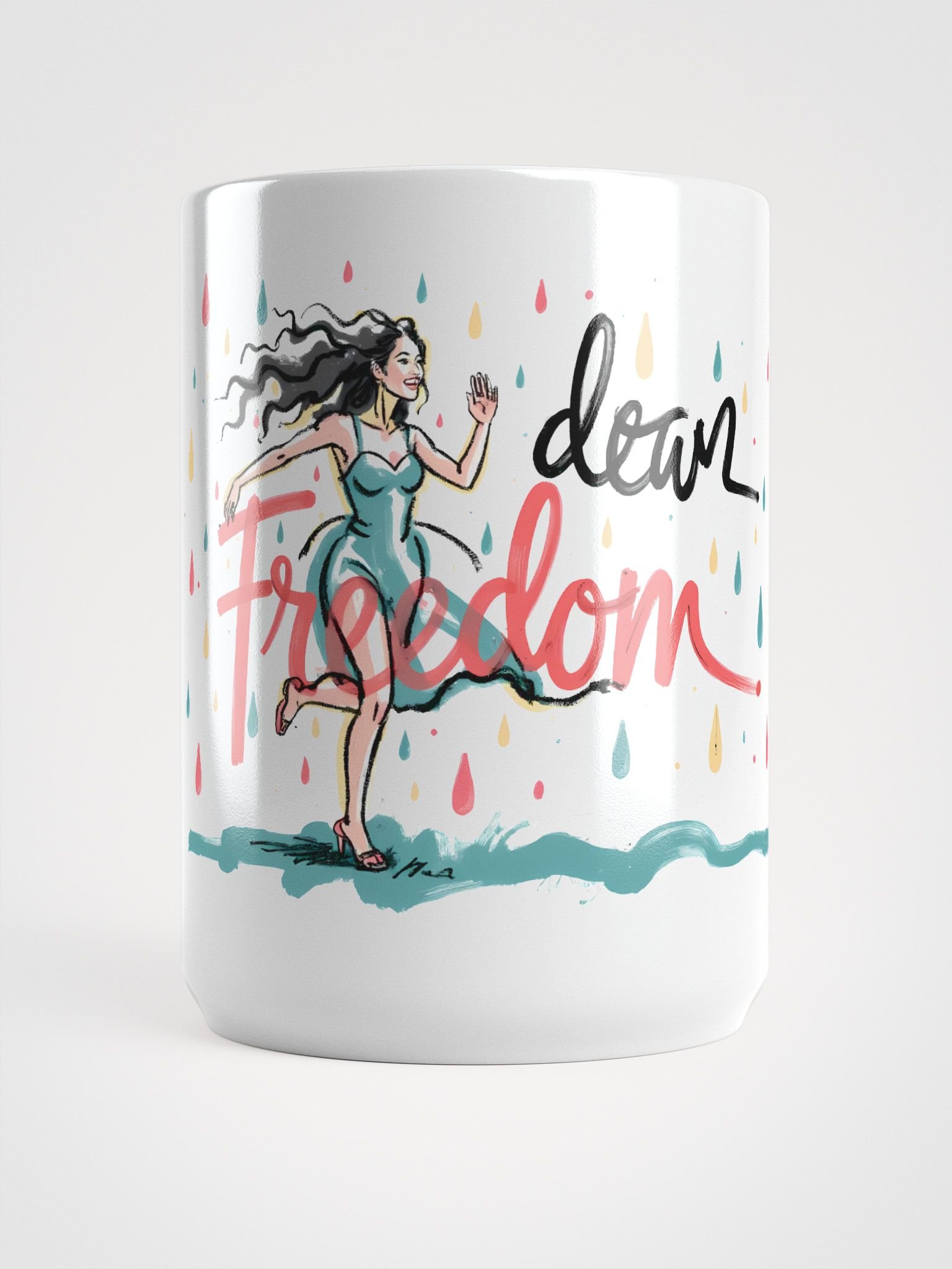 Rainy Day Freedom Poster | Whimsical Dance Art Print Glossy Mug product image (5)