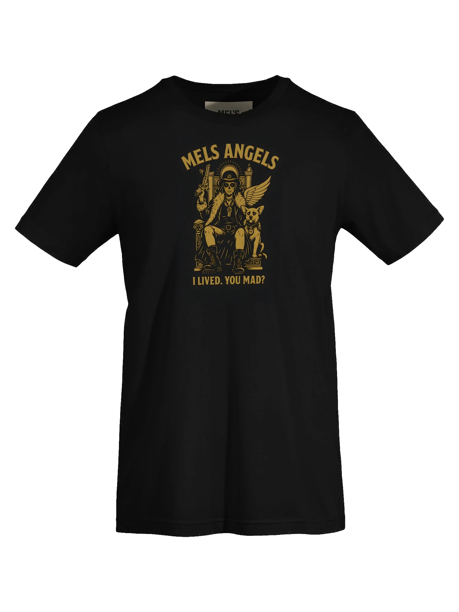Mel’s Angels “I Lived. You Mad?” T-Shirt – Bella+Canvas Unisex Graphic Tee, Rebel Dog Lover Apparel product image (7)