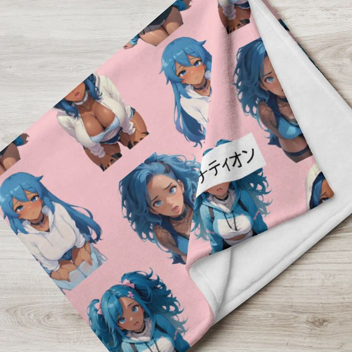 Blue-haired Anime Girl Throw Blanket product image (1)