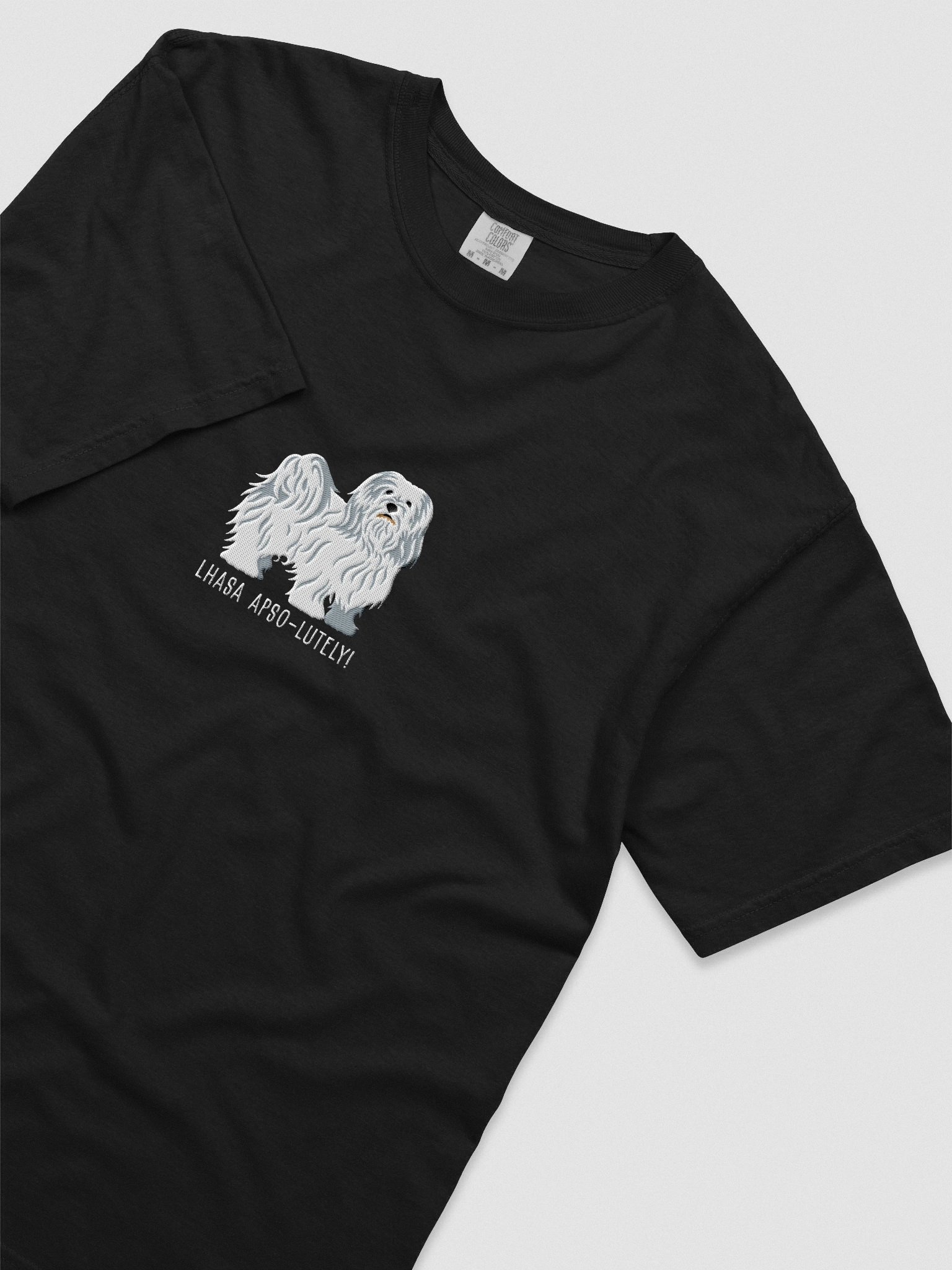 Lhasa Apso-lutely T-Shirt(Embroidered) of a Lhasa Apso(White) product image (8)