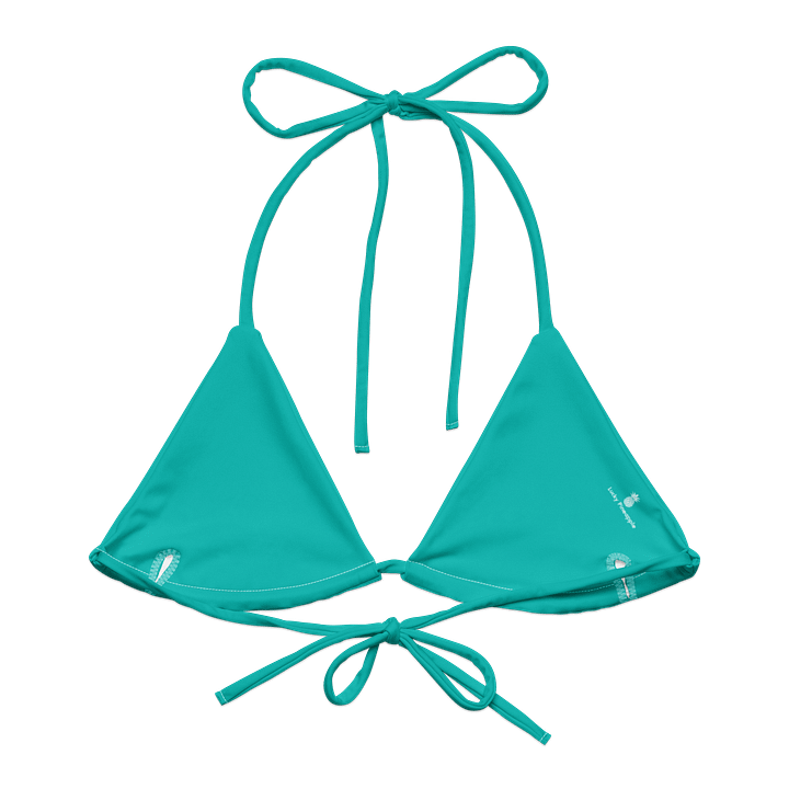 Aquamarine Blue Solid Color String Bikini Top product image (2)