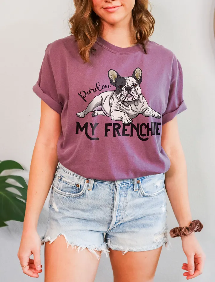 Pardon My Frenchie T-Shirt of a French Bulldog (Pied) | Funny T-Shirt for Frenchie Paw-rents product image (6)