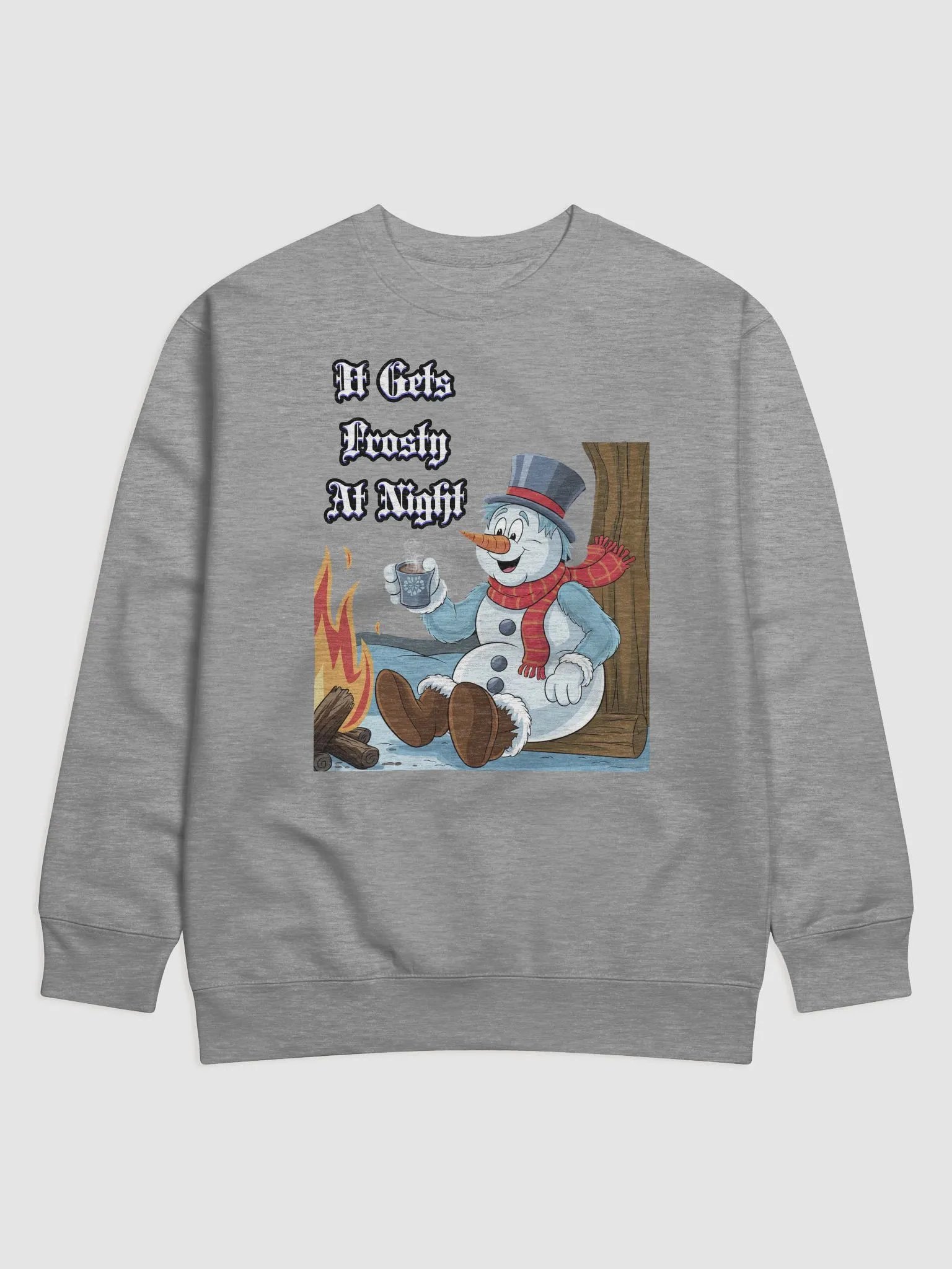 It Gets Frosty At Night - Snowman Relaxing With A Cup of Cocoa Sweatshirt product image (3)