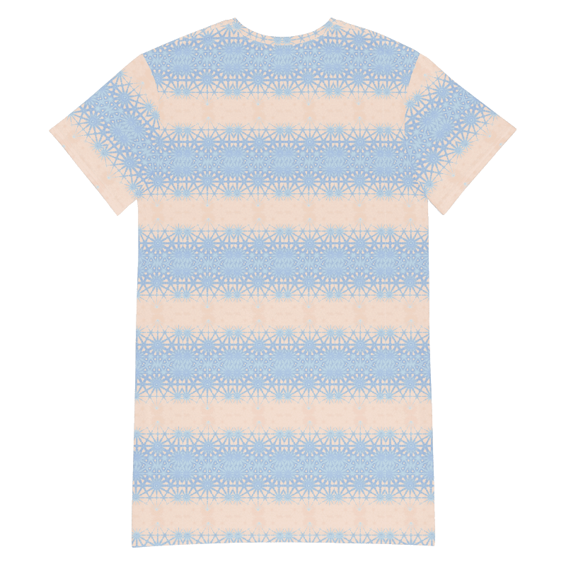 Abstract Subtle Dusky Blue and Peach Ladies T Shirt Dress product image (12)