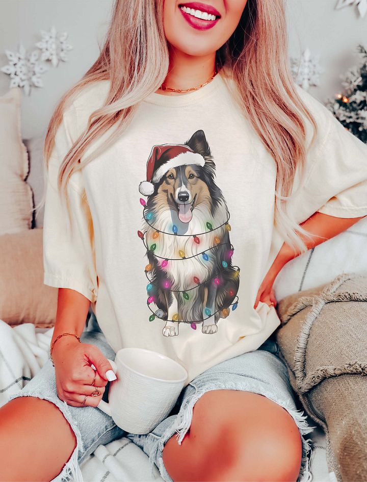 Funny Shetland Sheepdog(Tricolor) Christmas T-Shirt for Sheltie Paw-rents product image (16)
