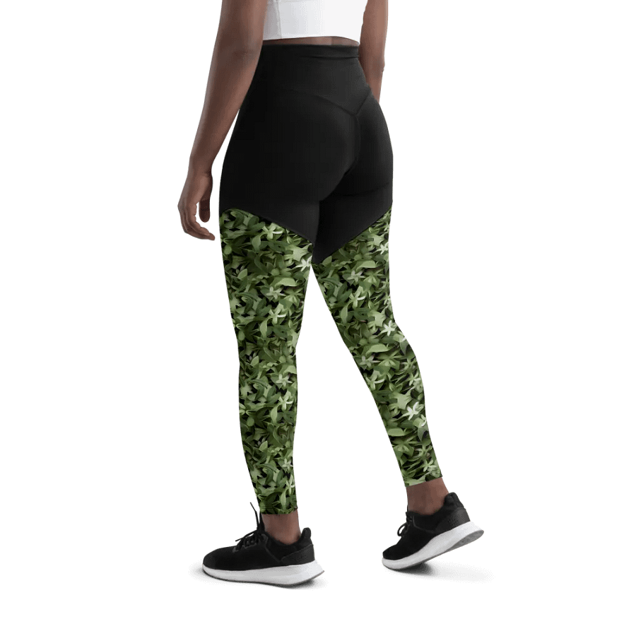 DARK GREEN CAMO PATTERN SPORTS LEGGINGS product image (8)