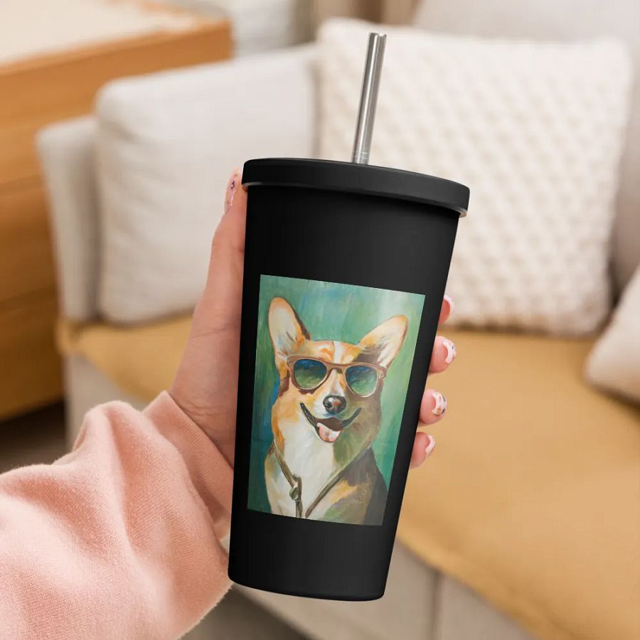 Cool Corgi Sunglasses Painting - dogPXL Artistic series Insulated Tumbler product image (5)