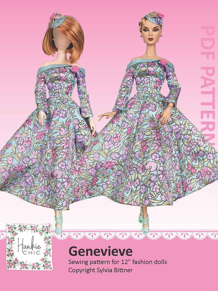 Genevieve sewing pattern for 12" fashion dolls product image (1)