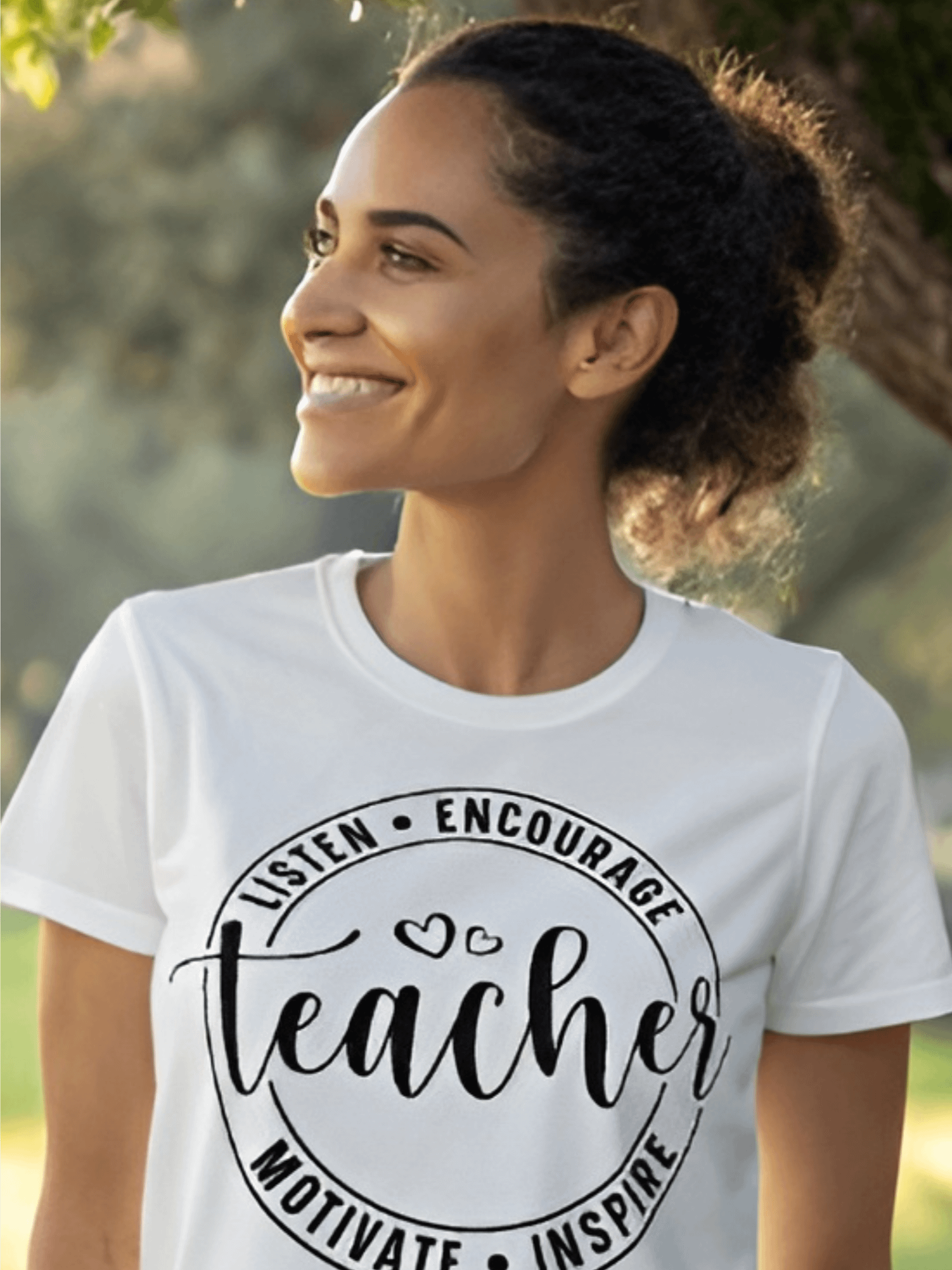 Teacher Listen Encourage Motivate Inspire - Women's White T-Shirt product image (1)