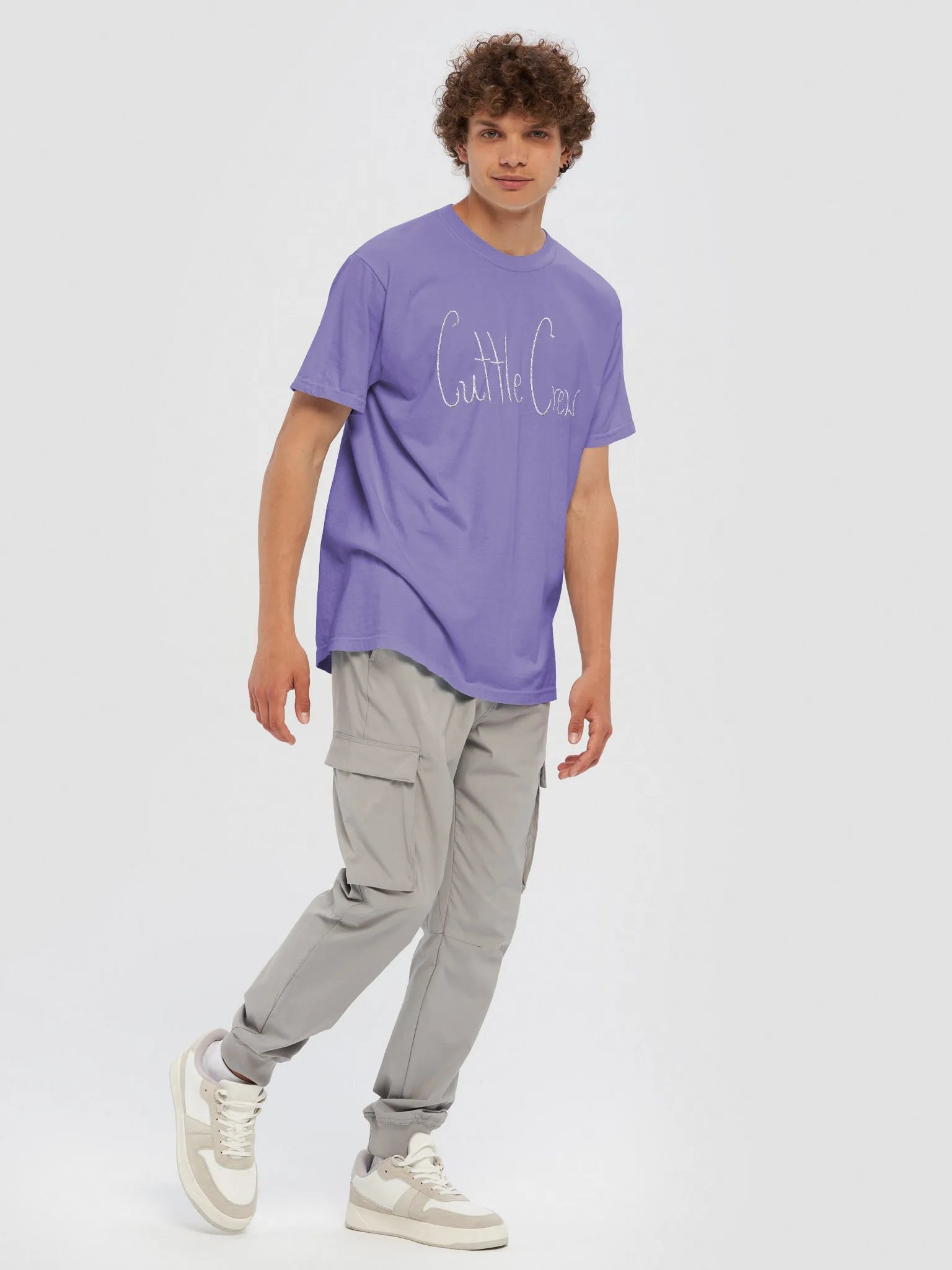 Cuttle Crew Text - White Embroidered Tee product image (23)
