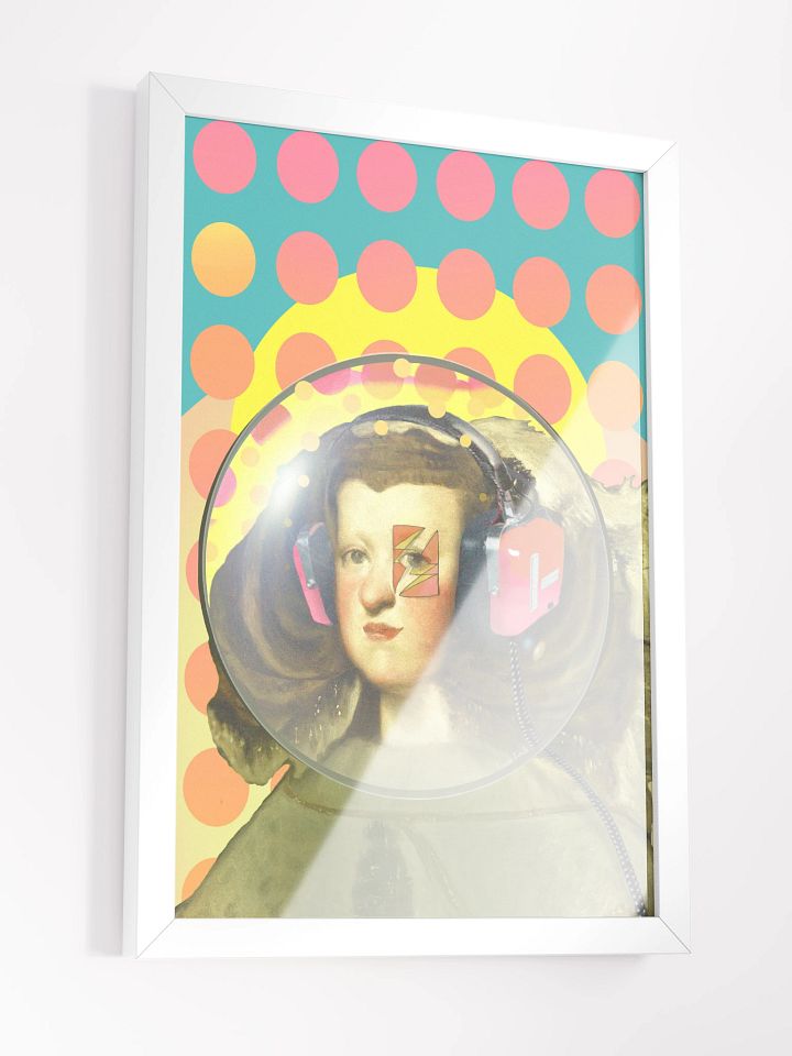Queen of Space, 80's stereo headphones w/ radio tribute, by Frank Fonik, Techno EDM Framed High Quality Matte Poster product image (2)