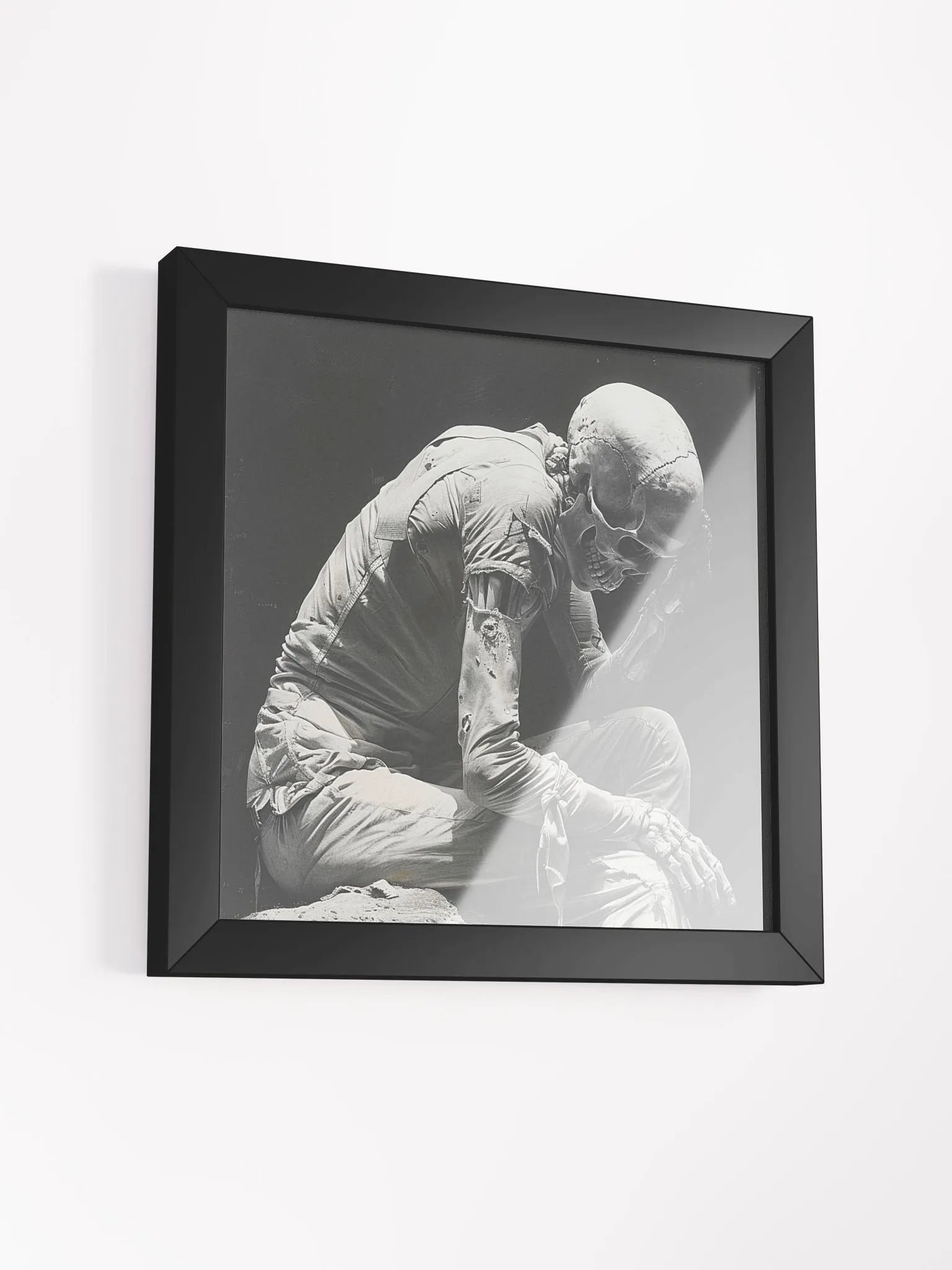 Skeleton in Thought Black and White Framed Wall Art product image (3)
