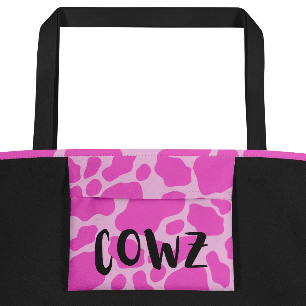 Cow Print Tote bag with Pocket - Pink product image (2)
