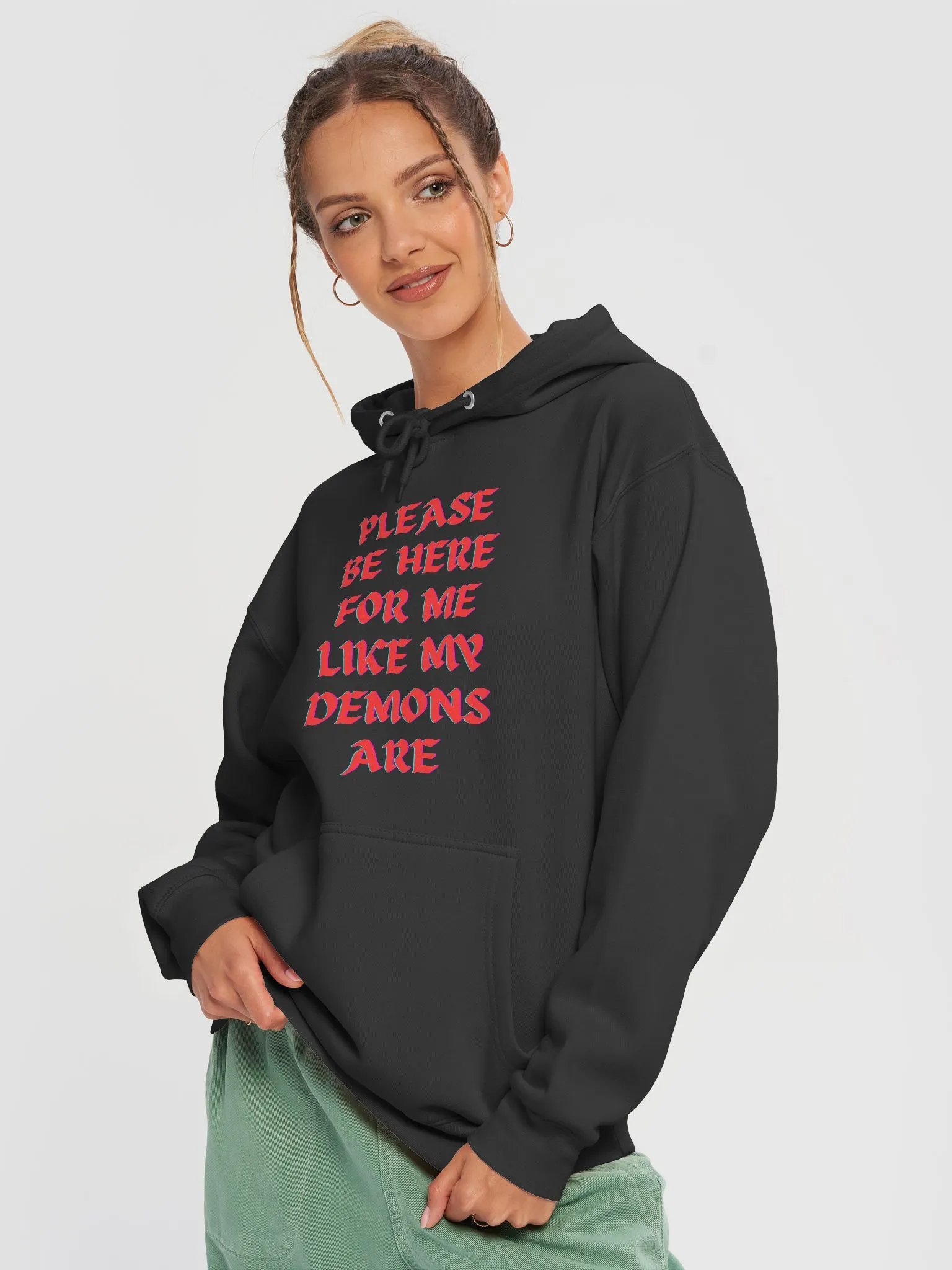 Be Here Plz Hoodie (Red Text) product image (3)