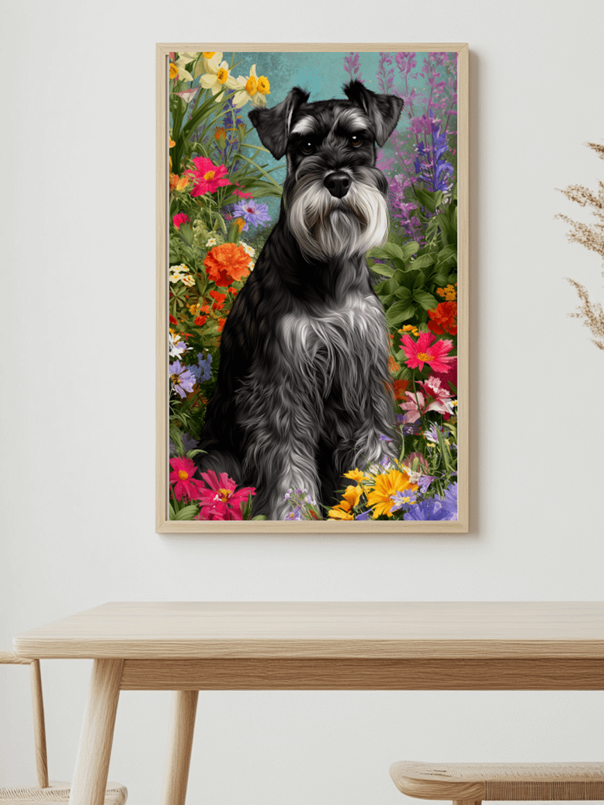 Schnauzer Bloom Framed Matte Wall Art Canvas product image (2)