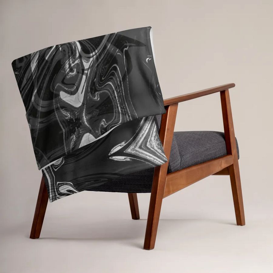 Black and White Swarm Pattern Urban Design Throw Blanket product image (15)