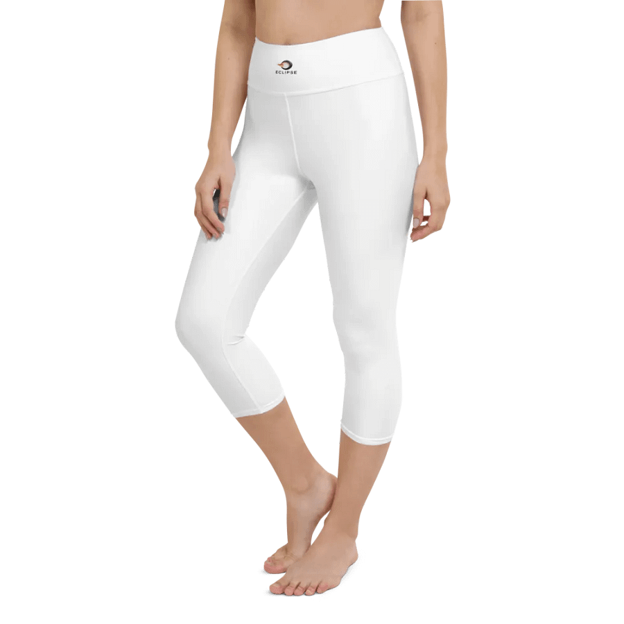 Eclipse Women's White Yoga Capri Leggings With Inside Pocket product image (6)