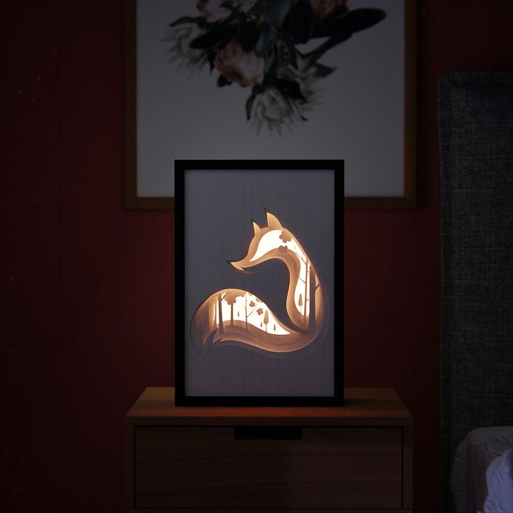 Fox Spirit Lightbox template - PDF PNG SVG DXF + Video product image (2)