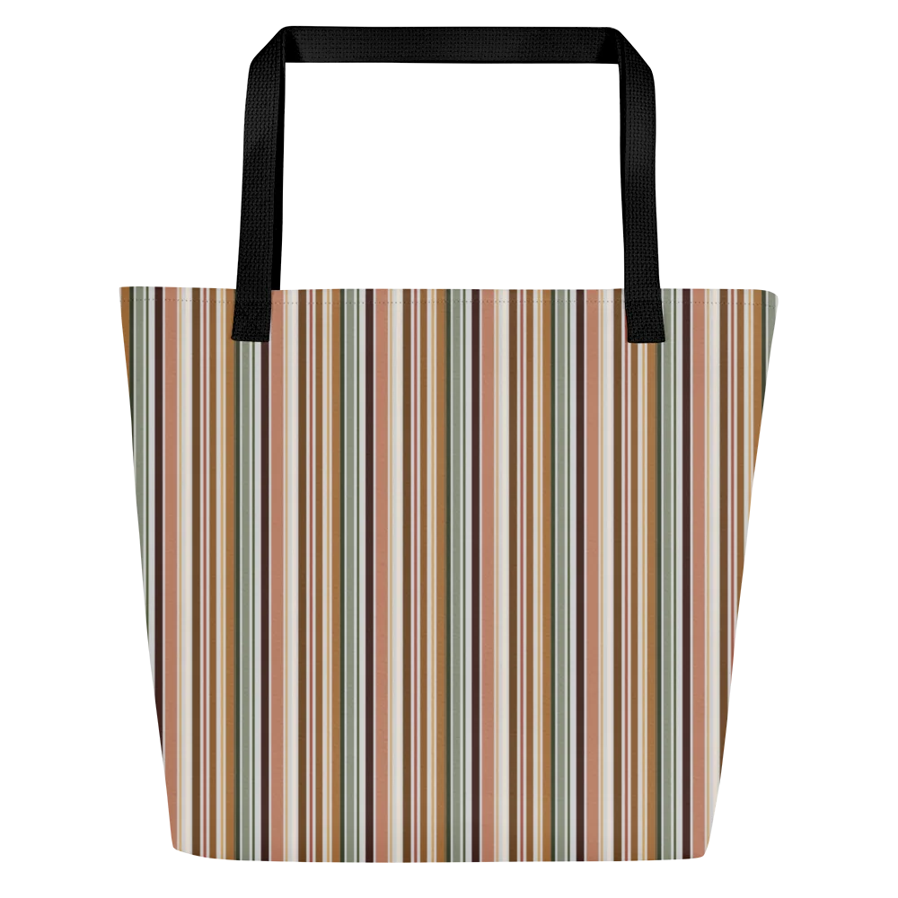 Autumn Fields Stripes Fall Pattern – All-Over Print Large Tote Bag with Pocket product image (1)