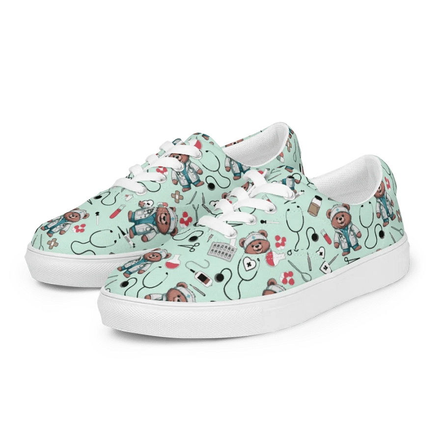 Cute Medical Bears Lace-up Canvas Shoes (Green) product image (6)