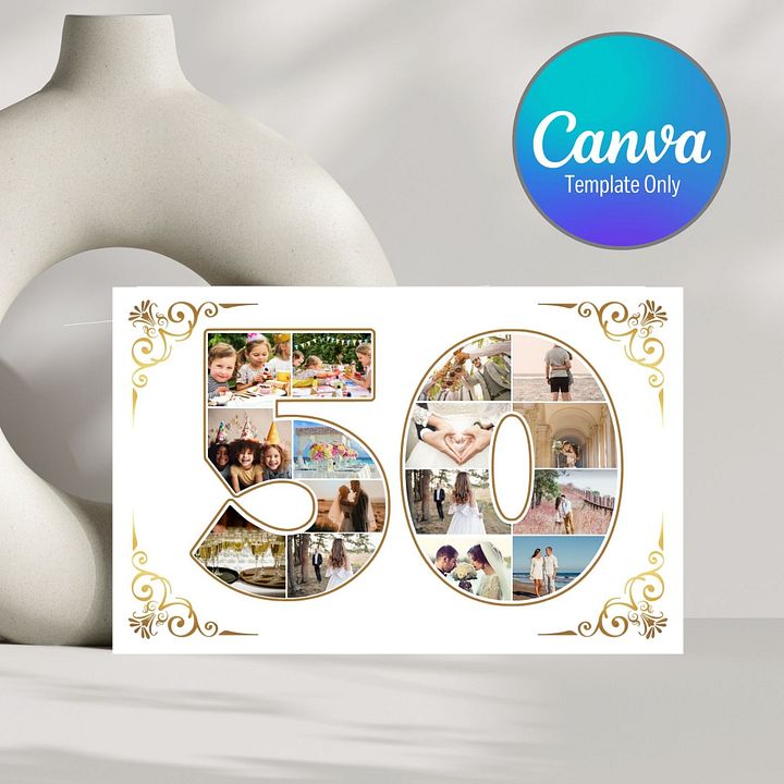 Fifty Year Celebration Card Photo Collage Canva Template product image (1)