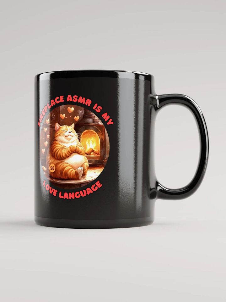 Cozy Cat - Fireplace ASMR is my Love Language | Black Glossy Mug product image (2)
