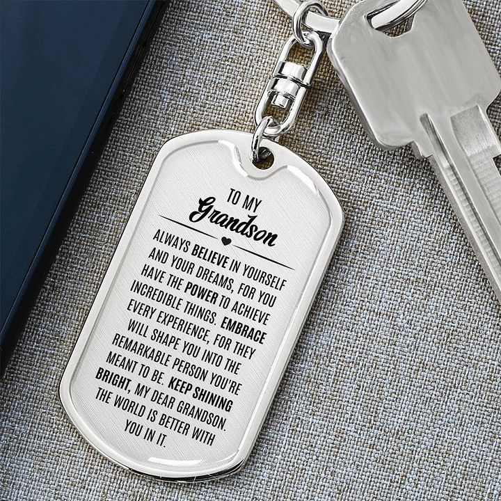 Grandson Dog Tag Keychain - Always Believe In Yourself product image (1)