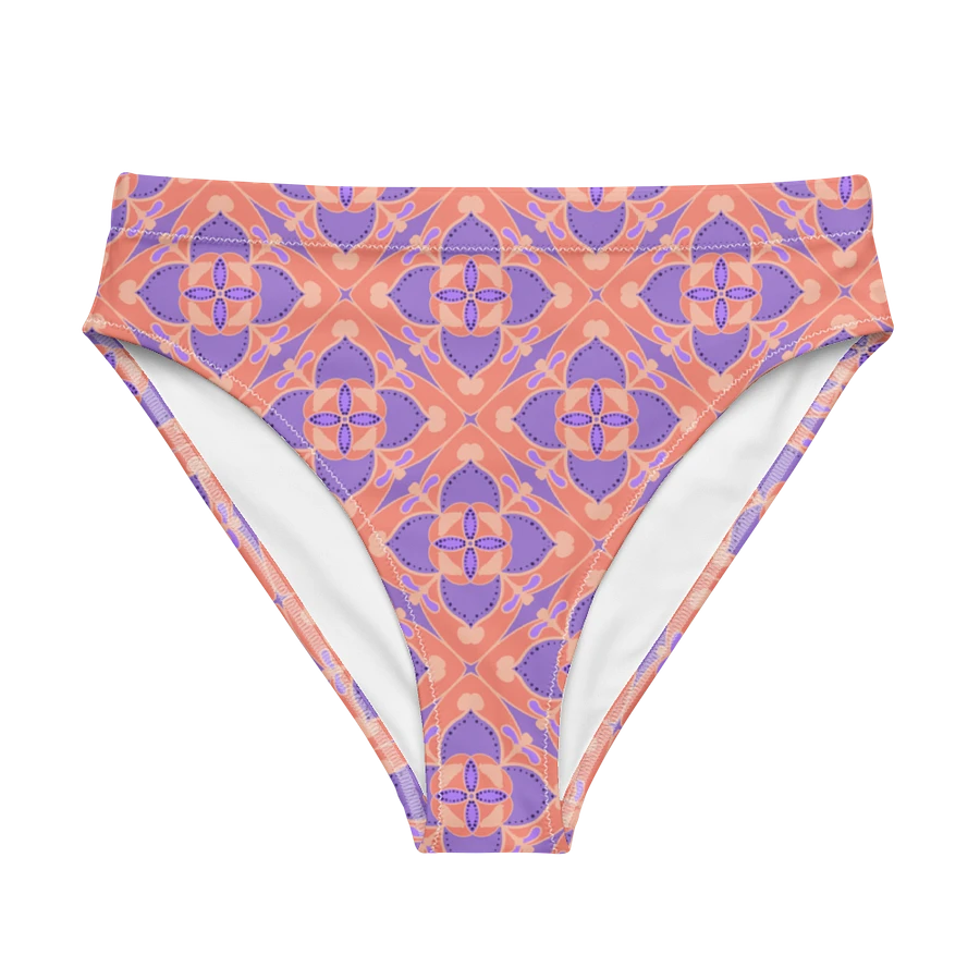 Pastel Orange and Mauve Pattern High Waisted Bikini Bottom product image (6)