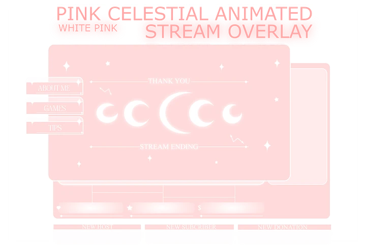 PINK CELESTIAL ANIMATED STREAM OVERLAY, PINK STREAM OVERLAY, ANIMATED OVERLAY, CUTE PINK OVERLAY, SHINNY MOON OVERLAY product image (1)