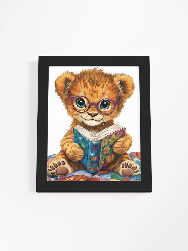 Whimsical Lion Cub Reading Poster product image (7)