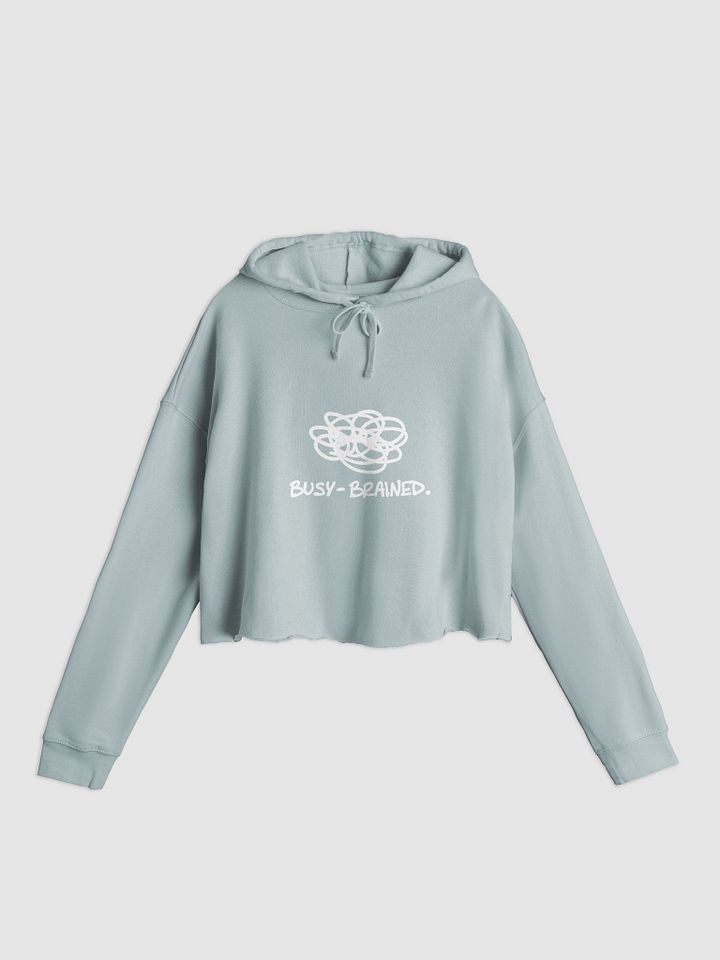 BUSY-BRAINED (white) lightweight cropped hoodie product image (1)