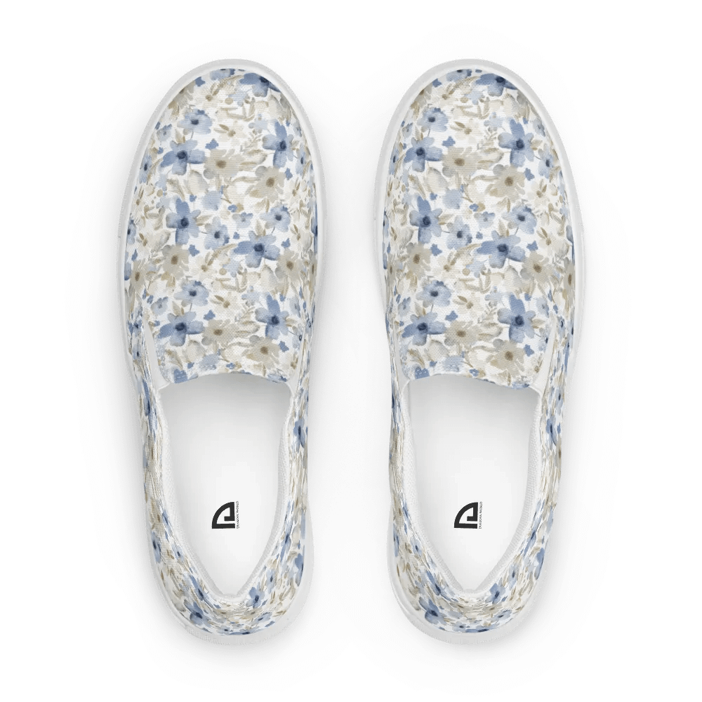 Blue Grey Flowers Canvas Shoes product image (1)