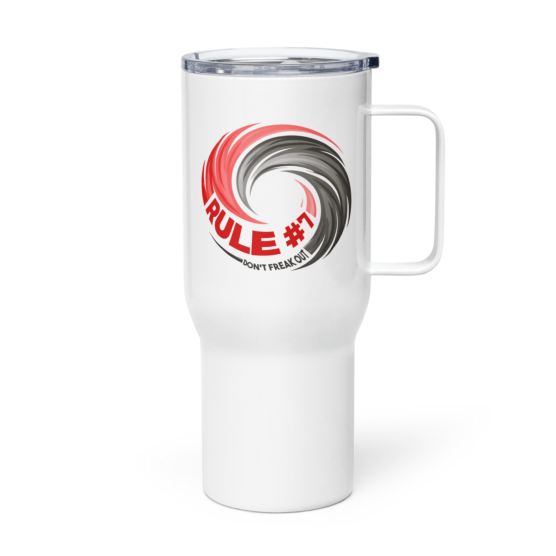 Rule #7 Stainless Steel Travel Mug Pewter and Red product image (4)