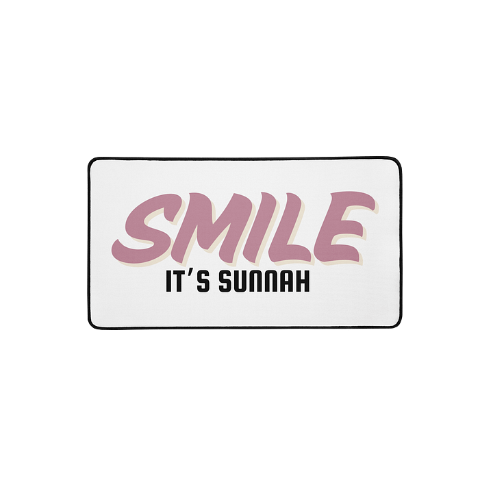 White "Smile It's Sunnah" Desk Mat in Dusty Rose product image (2)