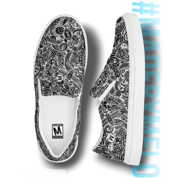 Dark Space Scribble - Men's Slip-ons | #MadeByMELO product image (1)