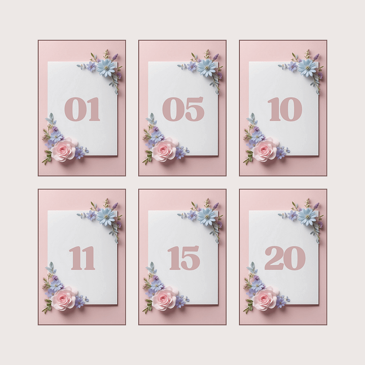 Floral Table Number Card - Dizynai (DTN-12) product image (2)