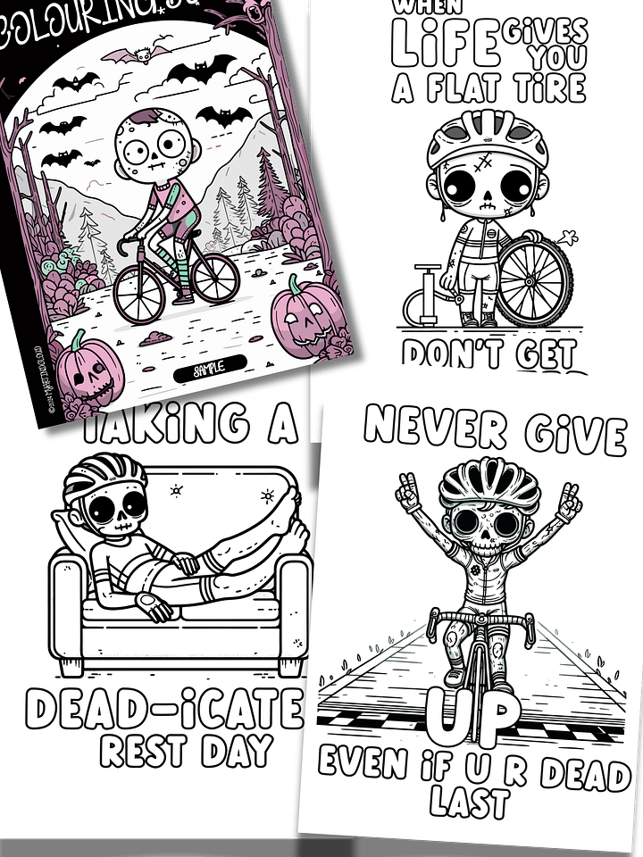 Free Zombie cyclist colouring pages product image (1)