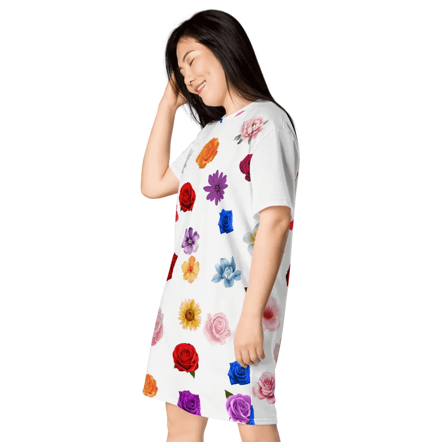 Colorful Rose Flowers T Shirt Dress product image (2)