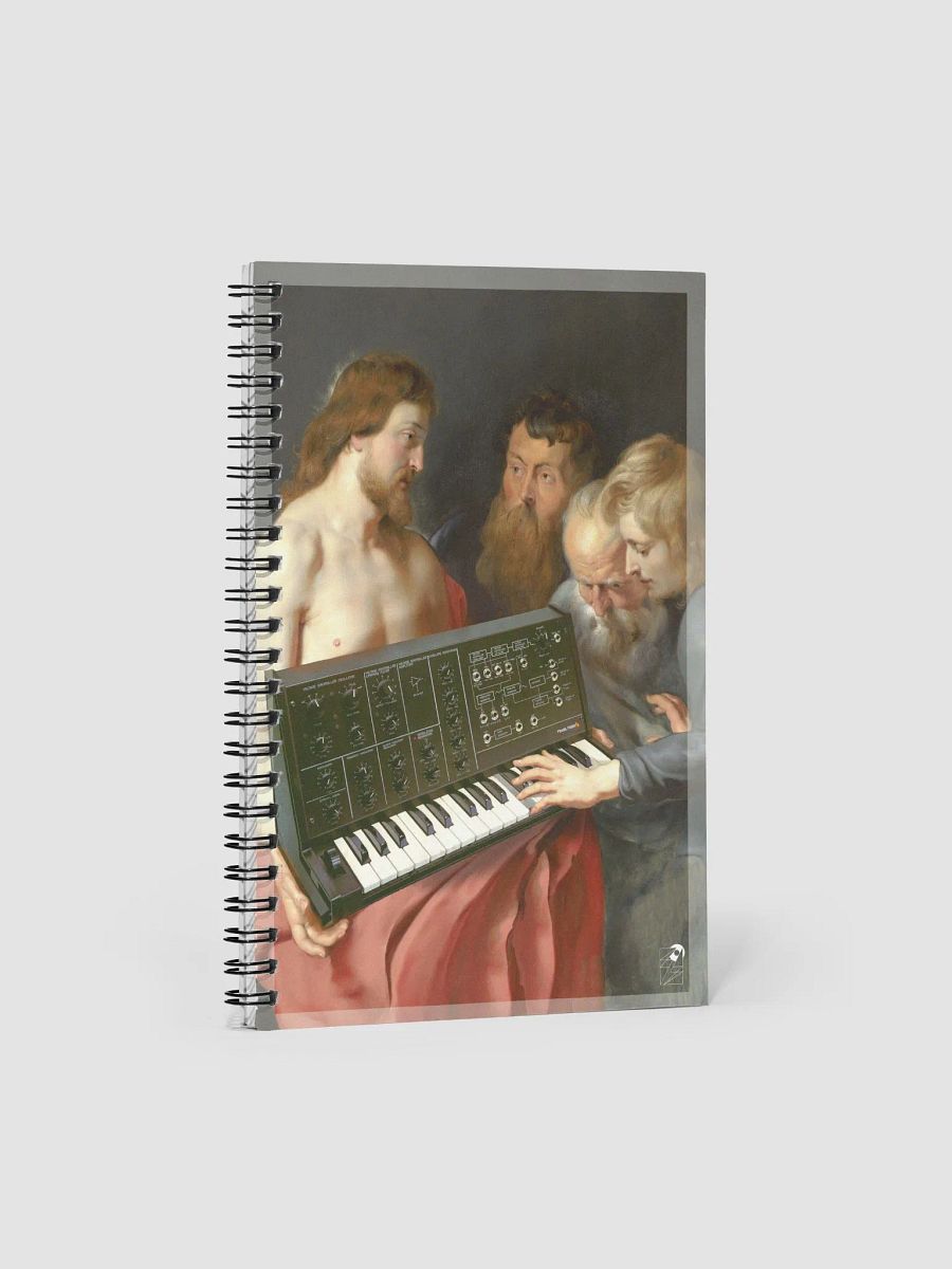 He died for our synths, by Frank Fonik, EDM Techno (Korg MS-10) Spiral Notebook product image (3)