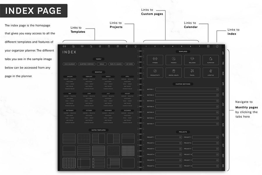 All-in-One 2025 Business Planner | Goodnotes Digital Planner | iPad Daily Journal for Weekly, Monthly, & Yearly Planning | Digital Calendar product image (2)
