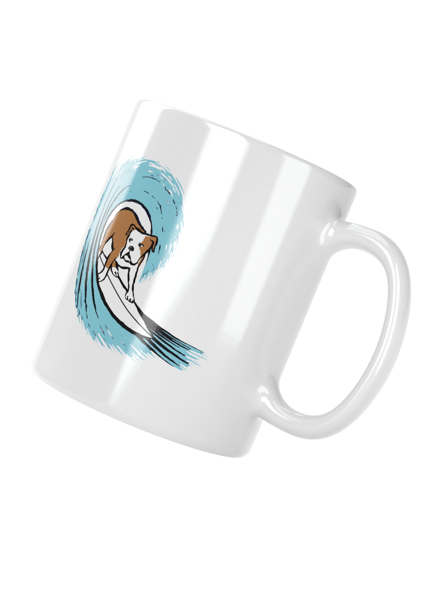 Surfing Bulldog White Glossy Mug product image (9)