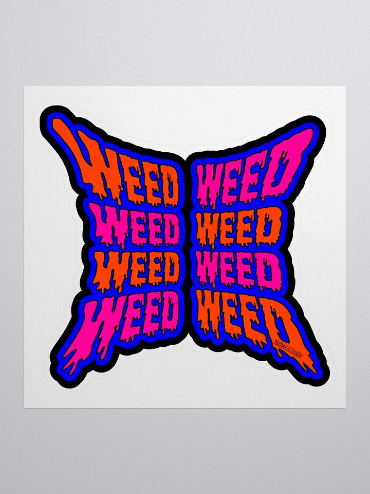 Strange Stoner Sticker, Pink Orange Black Blue Butterfly Weed 420 Art product image (2)