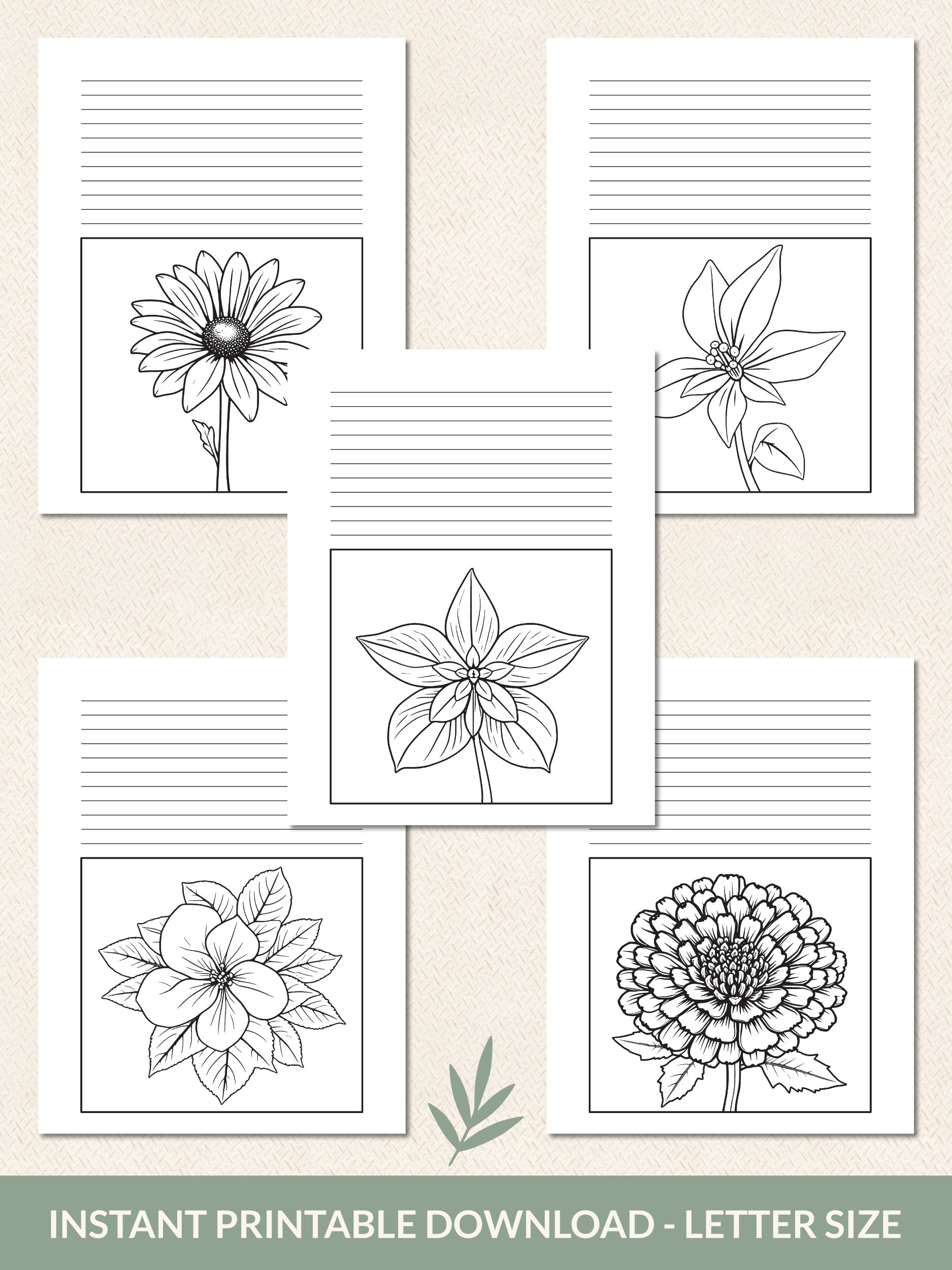 Printable 15-Page Flower Coloring Journal product image (4)