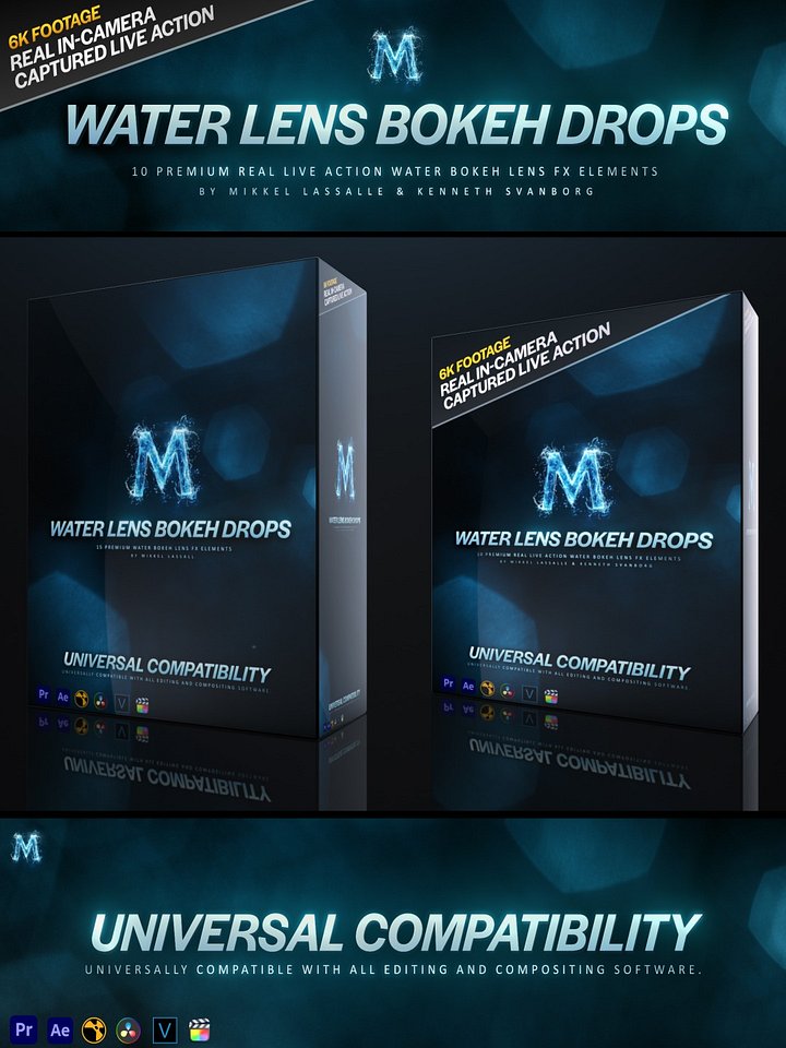 Water Lens Bokeh Drops FX Pack - Premium LIVE Action & Digital Stock Footage Bundle Pack By Mikkel Lassalle product image (1)