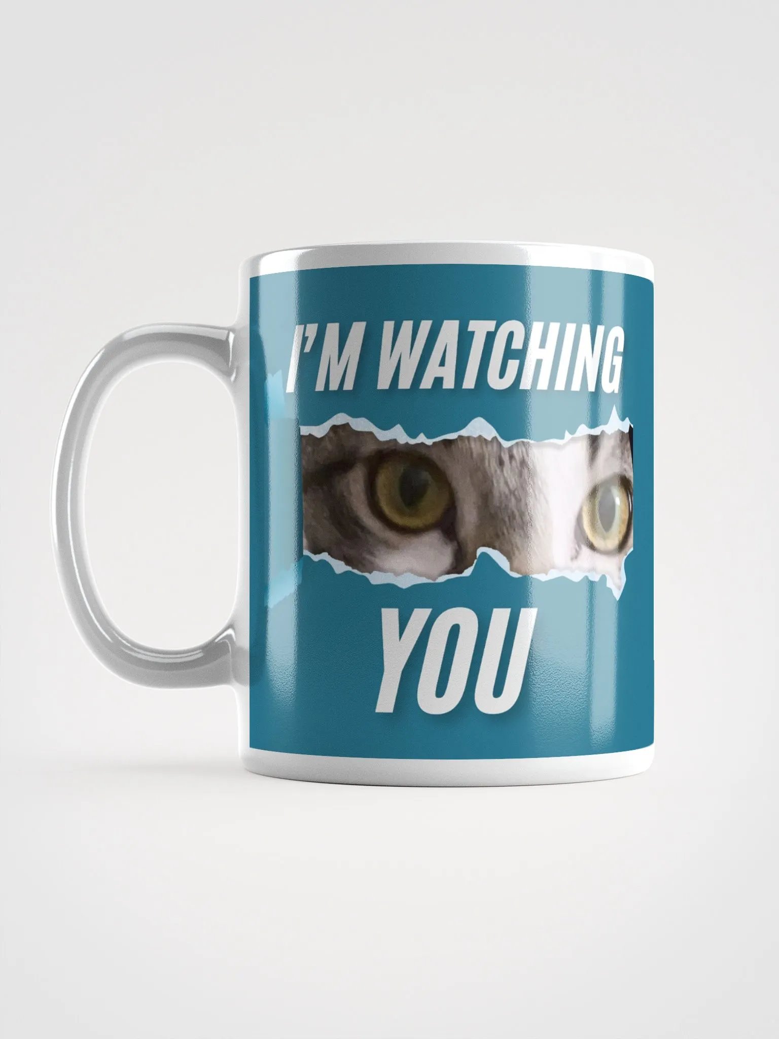 I'm Watching You Cute Tabby Kitten White & Blue Wraparound Mug product image (6)