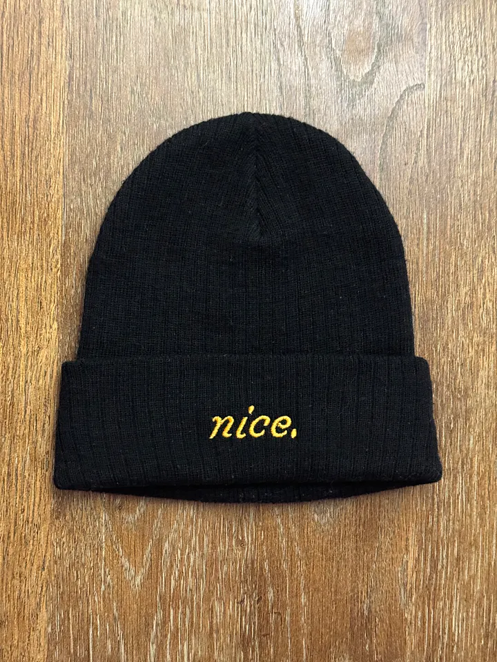 Nice. Beanie (Yellow on Black) product image (1)