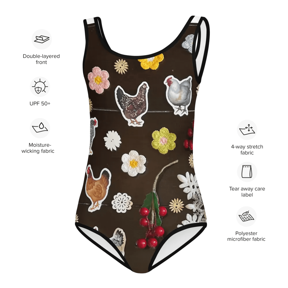 Chicken n Flowers Kids Swim Suit product image (11)