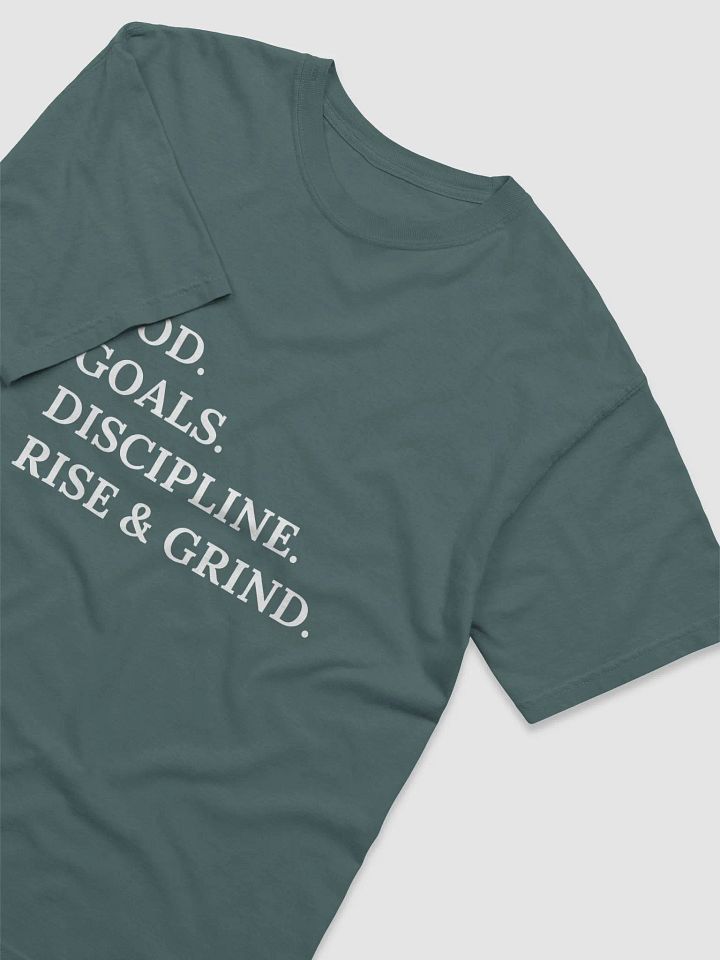 GOD. GOALS. DISCIPLINE. RISE & GRIND T-SHIRT (WHITE) product image (2)