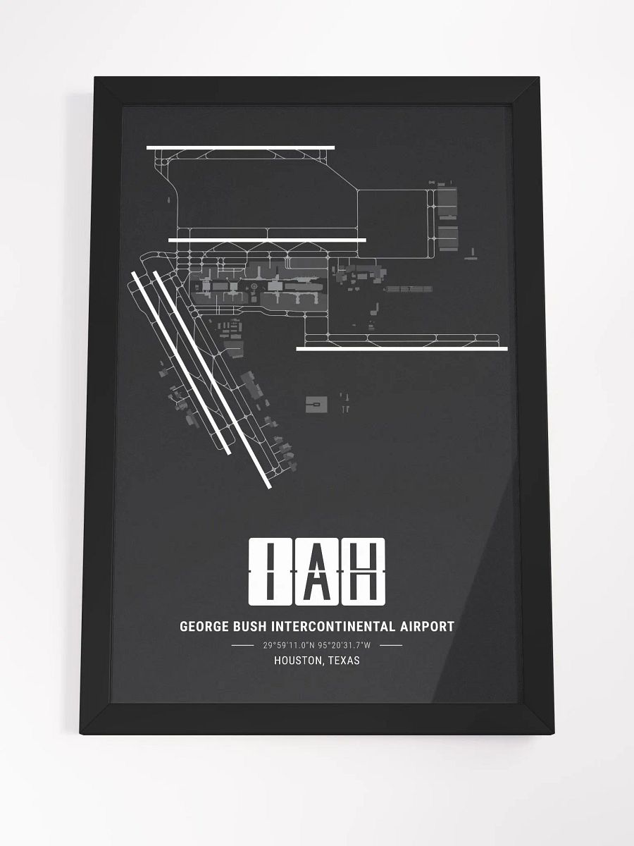 Framed Airport IAH Premium Map On Matt Paper product image (4)