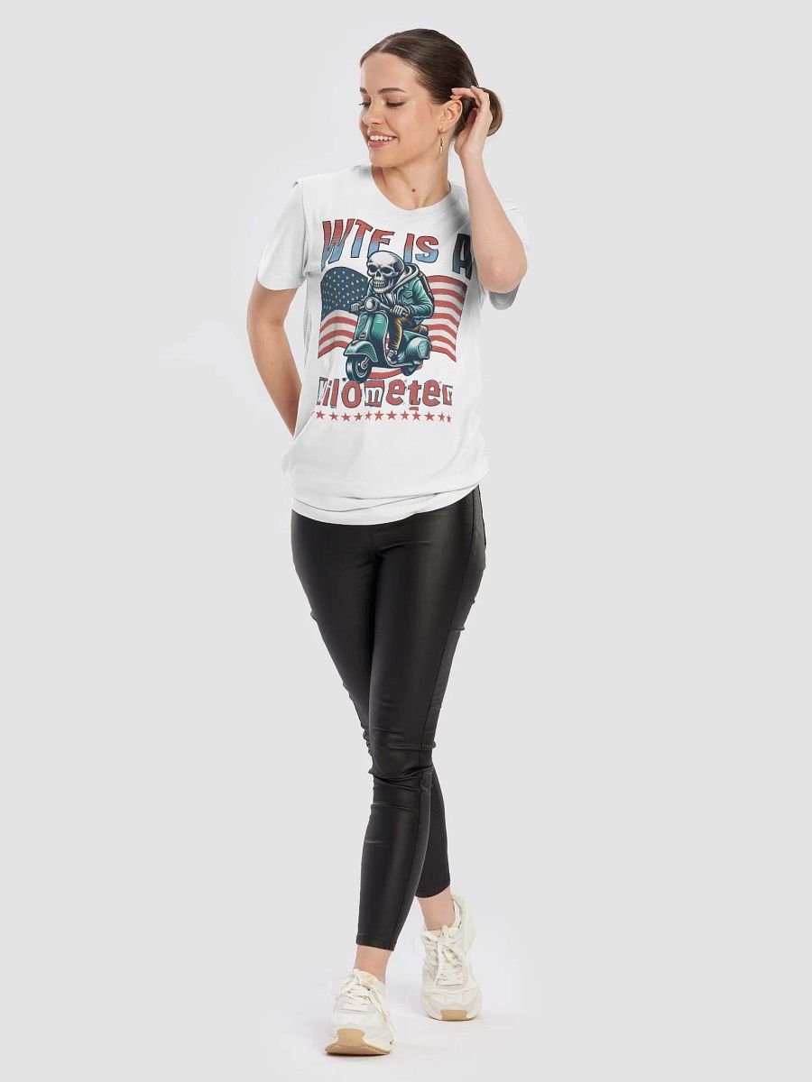 WTF Is A Kilometer? Skeleton Scooter Rider T-Shirt product image (6)
